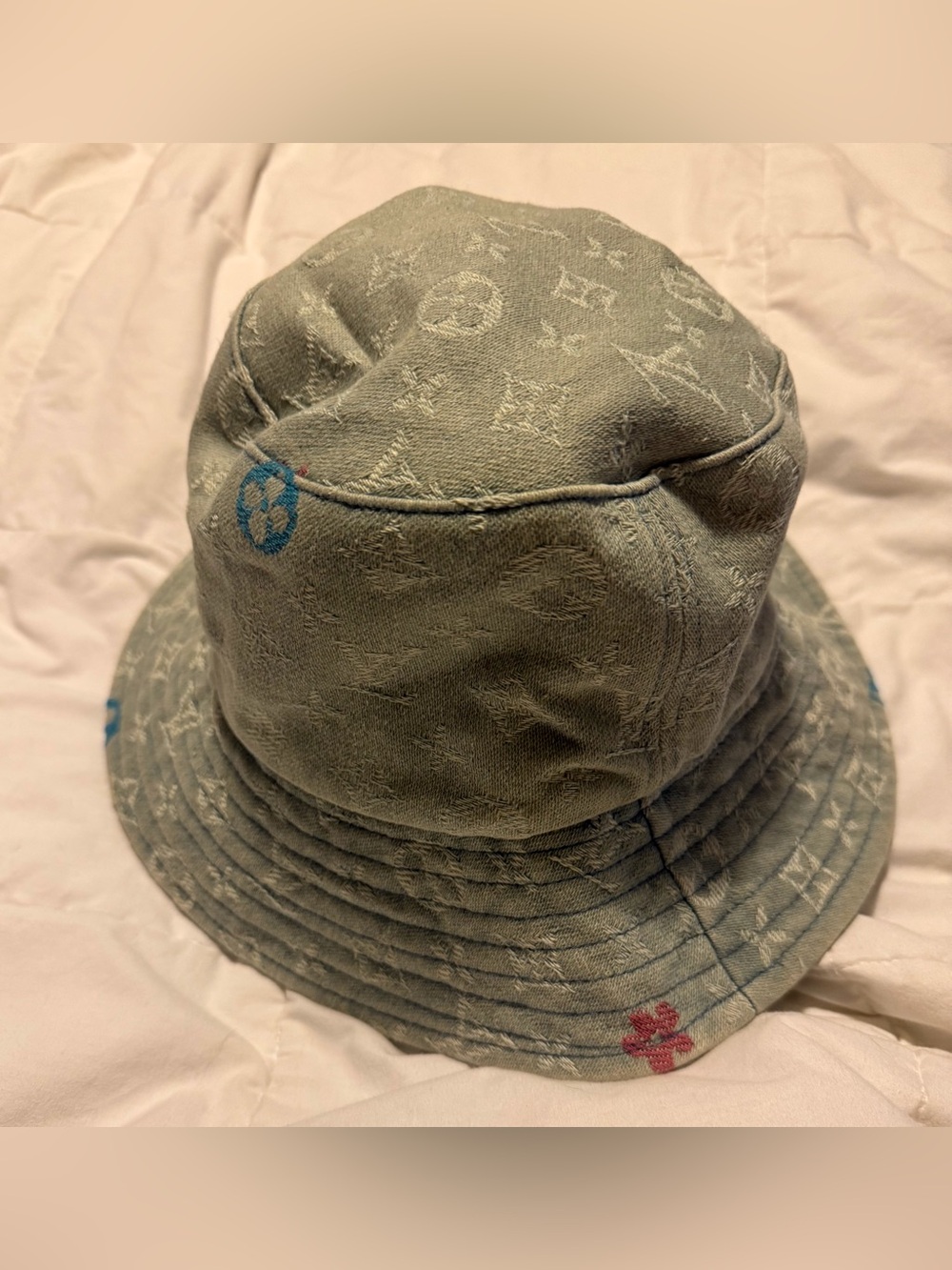 Fashion Light Blue Patterned Bucket Hat